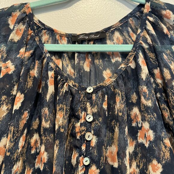 Blouse Long Sleeve Floral Print Pink Flowy Lightweight Career Womens sz Small - Picture 2 of 7